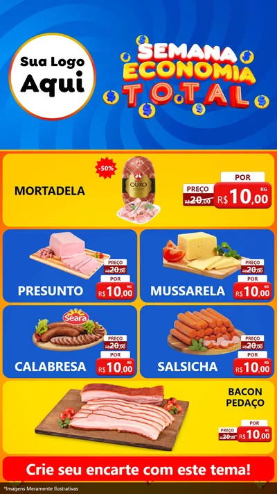 Modelo de TV para TV Vertical com o tema Semana Economia Total para Frios e Laticínios