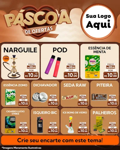 Modelo de Rede Social para Feed Instagram com o tema Páscoa de Ofertas para Tabacaria