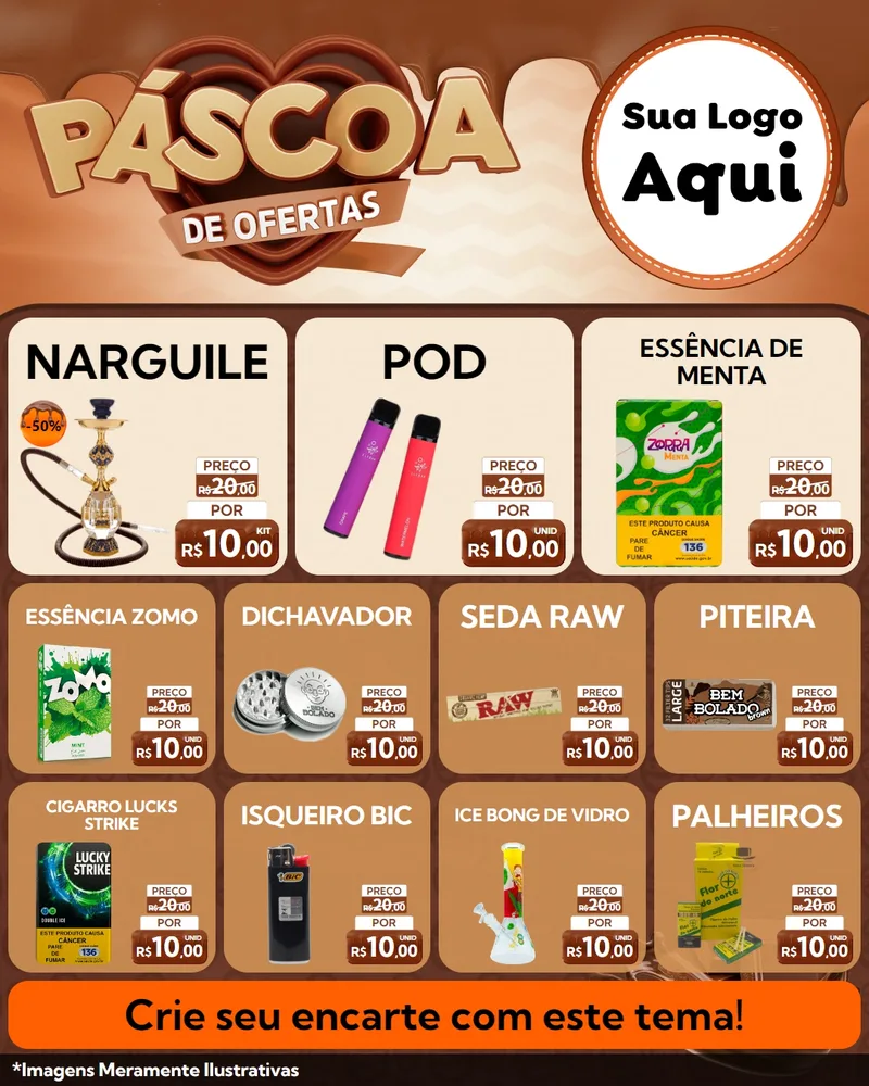 Modelo de Rede Social para Feed Instagram com o tema Páscoa de Ofertas para Tabacaria