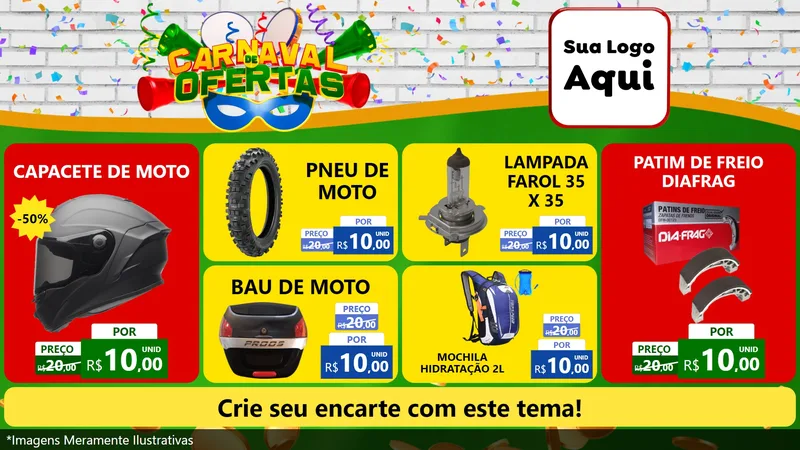 Modelo de TV para TV Horizontal com o tema Carnaval de Ofertas para Moto peças