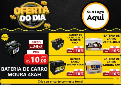 Modelo de Encarte para Encarte A4 Horizontal com o tema Oferta Do Dia para Baterias Elétricas