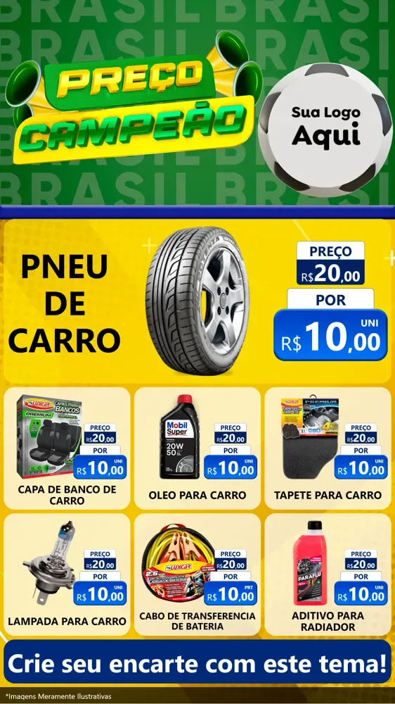Modelo de Rede Social para Stories com o tema Preço Campeão - Copa para Auto peças