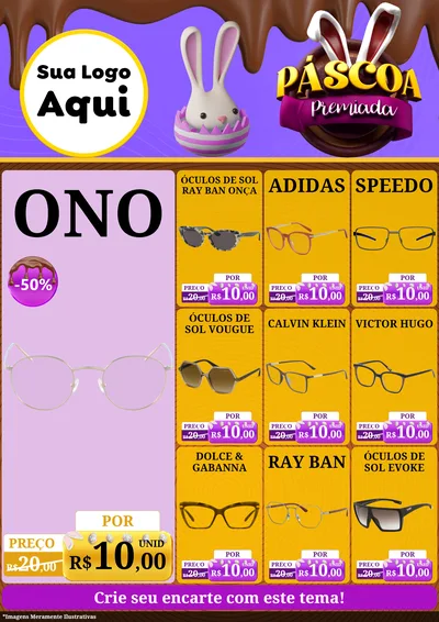 Modelo de Encarte para Encarte A4 Vertical com o tema Páscoa Premiada para Óticas