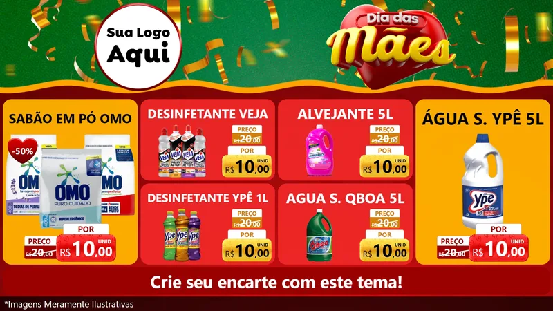 Modelo de TV para TV Horizontal com o tema Dia das Mães para Produtos de Limpeza