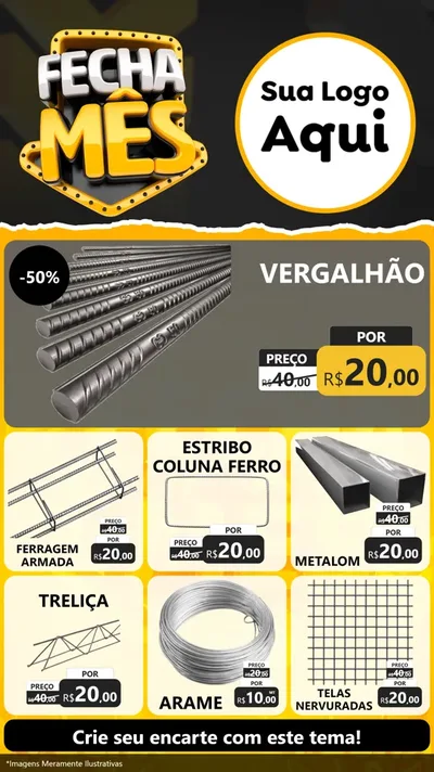 Modelo de Rede Social para Stories com o tema Fecha Mês para Ferragens