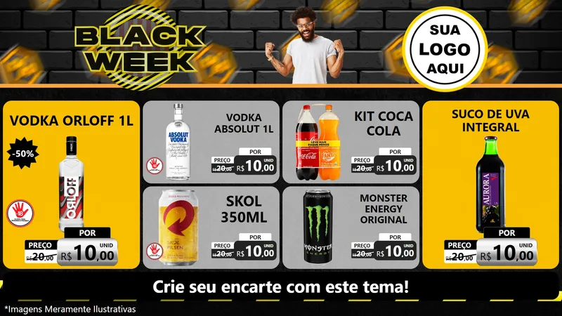 Modelo de TV para TV Horizontal com o tema Black Week para Distribuidora de bebidas