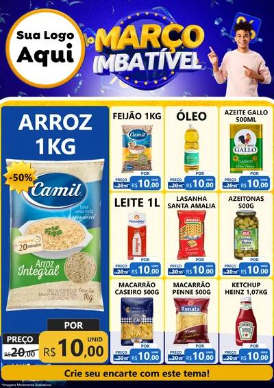 Modelo de Encarte para Encarte A4 Vertical com o tema Março Imbatível para Supermercado