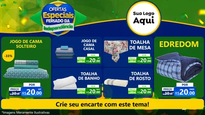 Modelo de TV para TV Horizontal com o tema Ofertas Especiais Feriado da Independência para Cama, Mesa e Banho