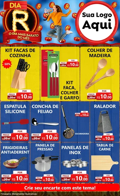 Modelo de Encarte para Encarte Grande com o tema Dia R - O Dia Mais Barato Do Mês para Utilidades Domésticas
