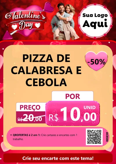 Modelo de Cartaz para Cartaz A4 Vertical com o tema Valentine's Day para Pizzaria