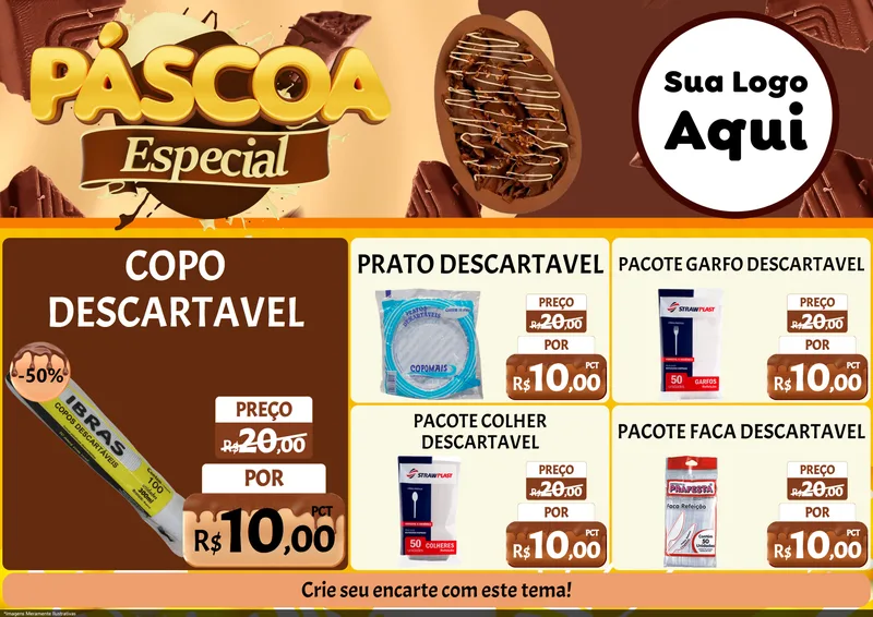 Modelo de Encarte para Encarte A4 Horizontal com o tema Páscoa Especial para Embalagens