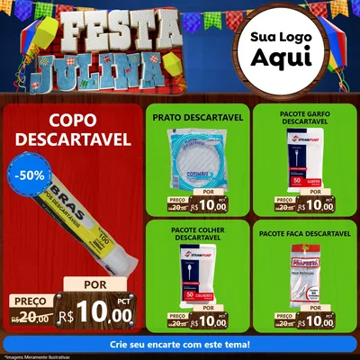 Modelo de Rede Social para Feed Facebook com o tema Festa Julina para Embalagens