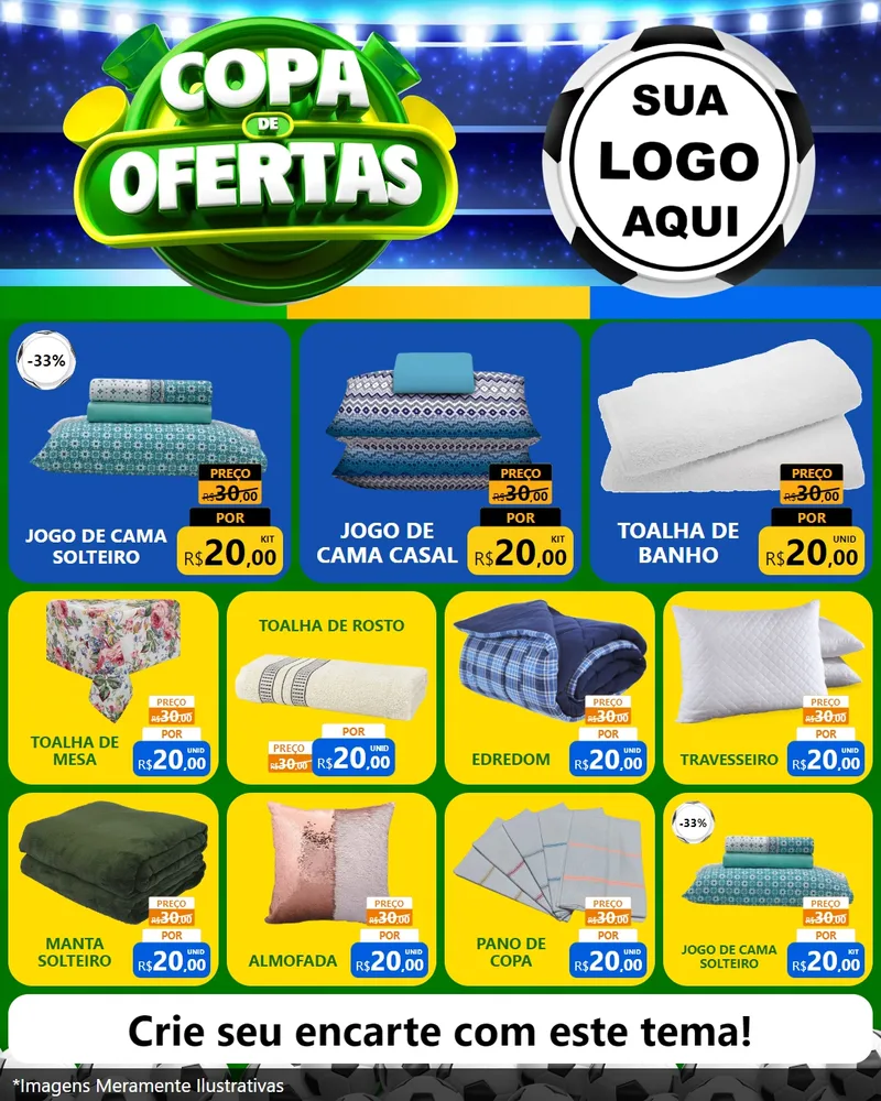 Modelo de Rede Social para Feed Instagram com o tema Copa de Ofertas para Cama, Mesa e Banho
