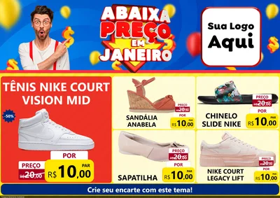 Modelo de Encarte para Encarte A4 Horizontal com o tema Abaixa Preço em Janeiro para Calçados
