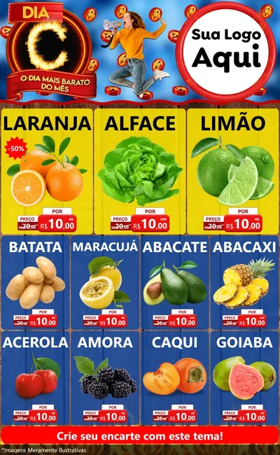 Modelo de Encarte para Encarte Grande com o tema Dia C - O Dia Mais Barato Do Mês para Hortifrúti
