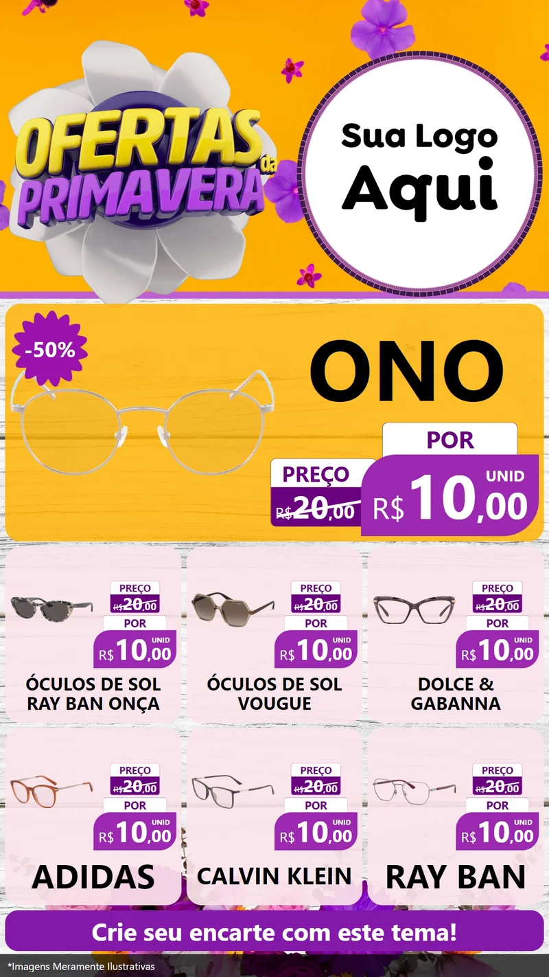 Modelo de Rede Social para Stories com o tema Ofertas Da Primavera para Óticas