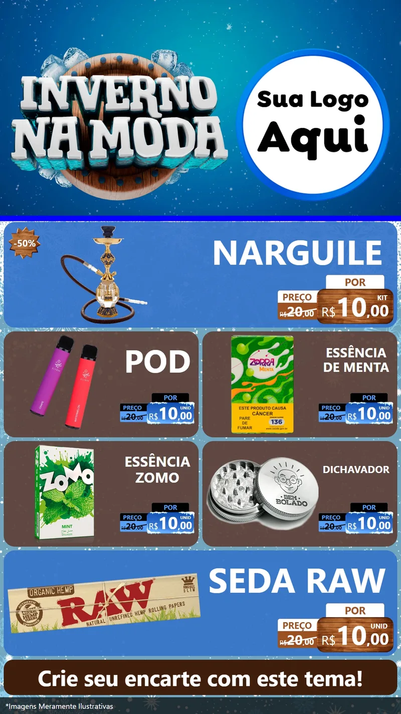 Modelo de TV para TV Vertical com o tema Inverno na Moda para Tabacaria