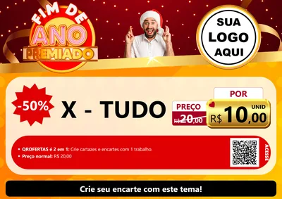 Modelo de Cartaz para Cartaz A4 Horizontal com o tema Fim de Ano Premiado para Hamburgueria