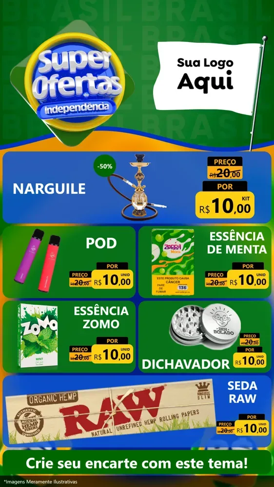 Modelo de TV para TV Vertical com o tema Super Ofertas de Independência para Tabacaria