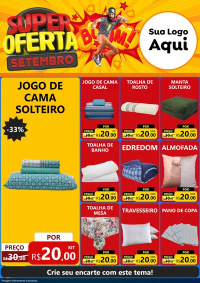Modelo de Encarte para Encarte A4 Vertical com o tema Super Oferta Setembro para Cama, Mesa e Banho