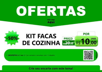 Modelo de Cartaz para Cartaz A4 Horizontal com o tema Ofertas Verde Cartaz para Utilidades Domésticas