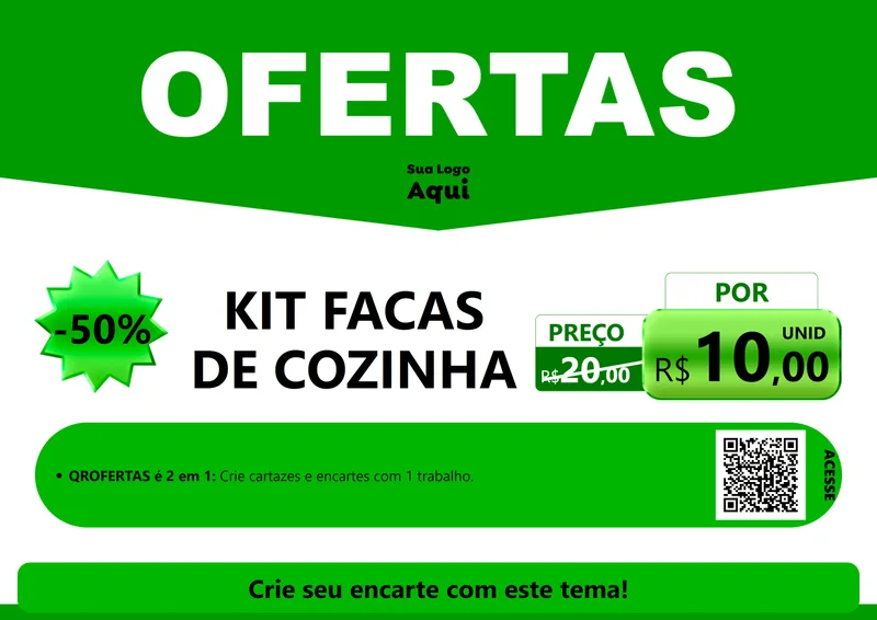 Modelo de Cartaz para Cartaz A4 Horizontal com o tema Ofertas Verde Cartaz para Utilidades Domésticas