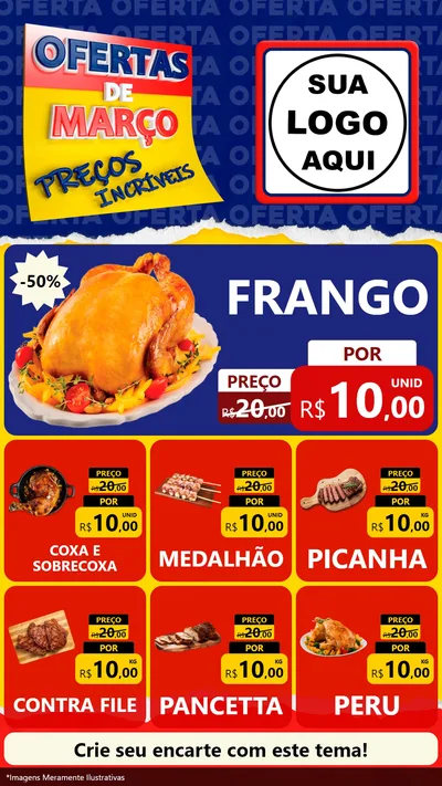 Modelo de Rede Social para Stories com o tema Ofertas de Março - Preços Incríveis para Assados