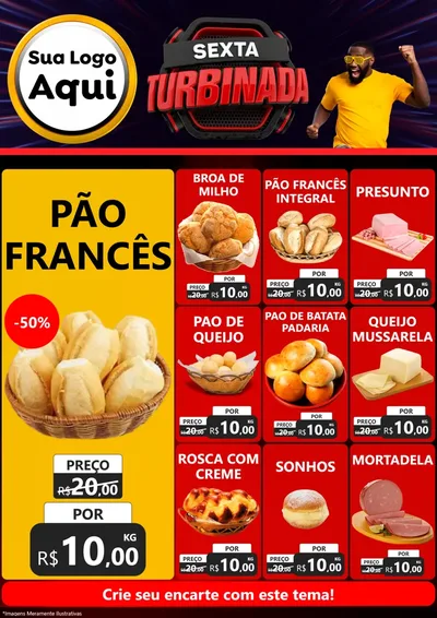 Modelo de Encarte para Encarte A4 Vertical com o tema Sexta Turbinada para Padaria