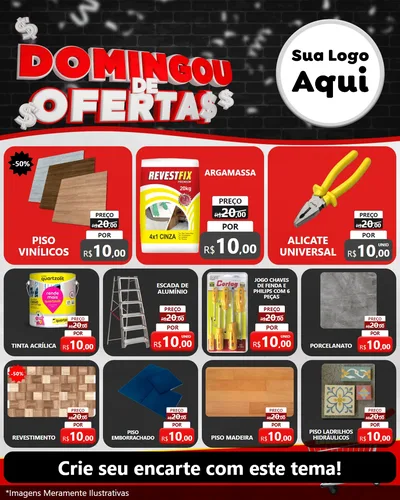 Modelo de Rede Social para Feed Instagram com o tema Domingou de Ofertas para Material para Construção