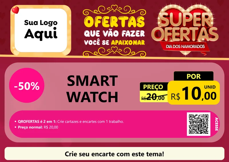 Modelo de Cartaz para Cartaz A4 Horizontal com o tema Dia dos Namorados para Informática