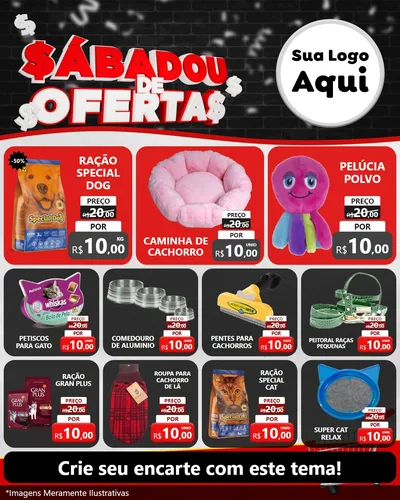 Modelo de Rede Social para Feed Instagram com o tema Sabadou de Ofertas para Pet Shop