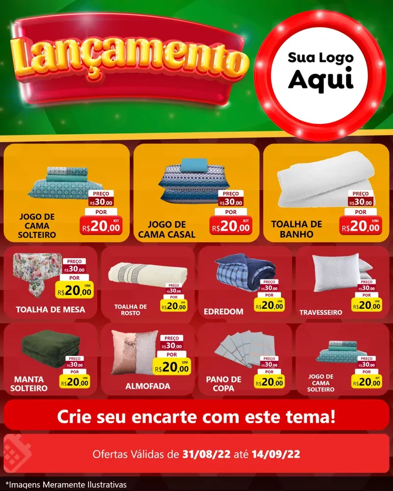 Modelo de Rede Social para Feed Instagram com o tema Lançamento para Cama, Mesa e Banho