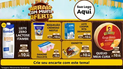 Modelo de TV para TV Horizontal com o tema Ofertas de São João - Junina para Frios e Laticínios