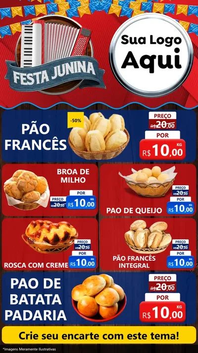 Modelo de TV para TV Vertical com o tema Festa Junina para Padaria