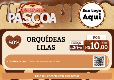 Modelo de Cartaz para Cartaz A4 Horizontal com o tema Ofertas de Páscoa para Floricultura e jardim