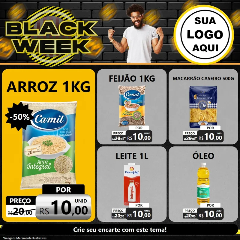 Modelo de Rede Social para Feed Facebook com o tema Black Week para Supermercado