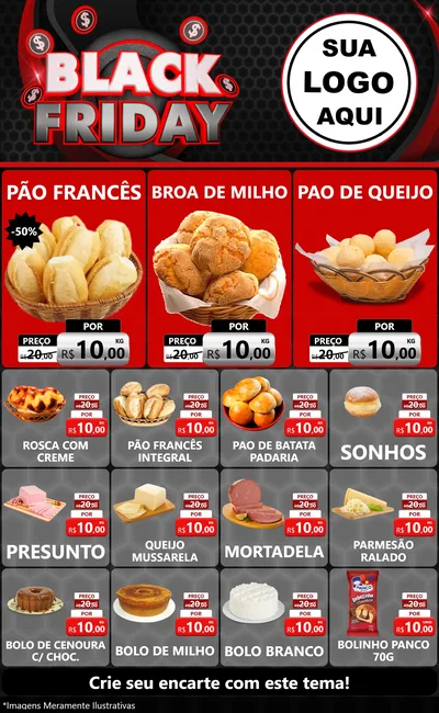 Modelo de Encarte para Encarte Grande com o tema Black Friday para Padaria