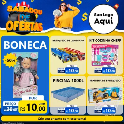 Modelo de Rede Social para Feed Facebook com o tema Sabadou de Ofertas para Brinquedos