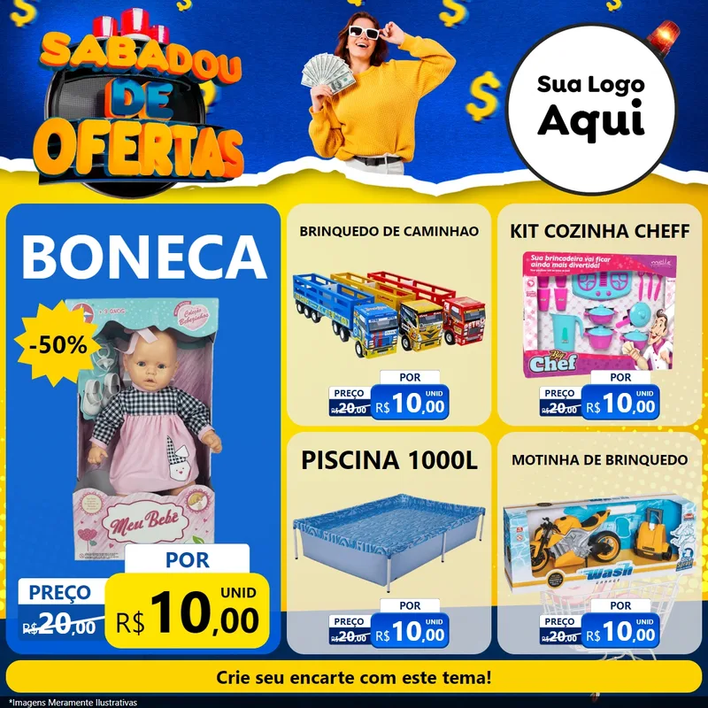 Modelo de Rede Social para Feed Facebook com o tema Sabadou de Ofertas para Brinquedos