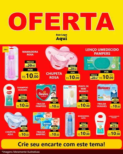 Modelo de Rede Social para Feed Instagram com o tema OFERTA - Vermelho Cartaz para Bebês