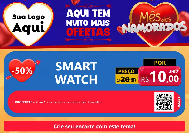 Modelo de Cartaz para Cartaz A4 Horizontal com o tema Mês dos Namorados para Informática