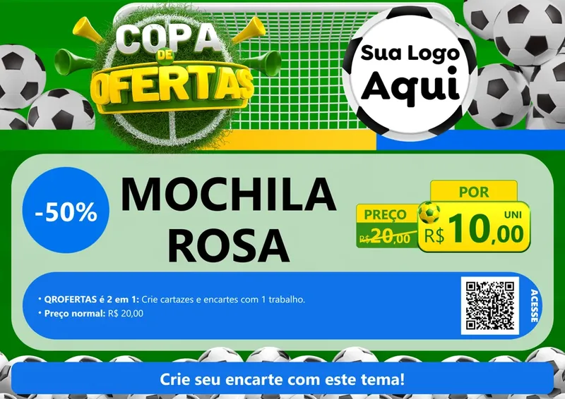 Modelo de Cartaz para Cartaz A4 Horizontal com o tema Copa De Ofertas para Papelaria