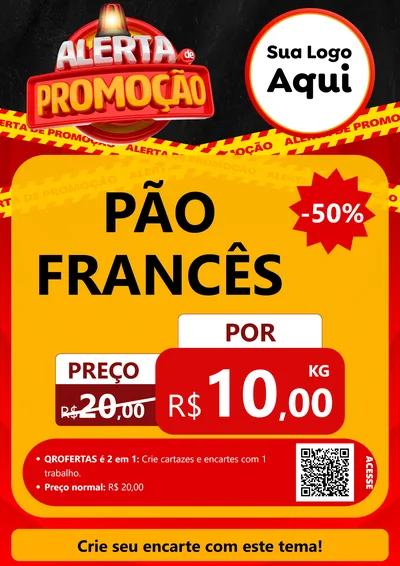 Modelo de Cartaz para Cartaz A4 Vertical com o tema Alerta de Promoção para Padaria