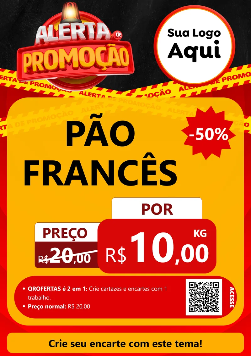 Modelo de Cartaz para Cartaz A4 Vertical com o tema Alerta de Promoção para Padaria