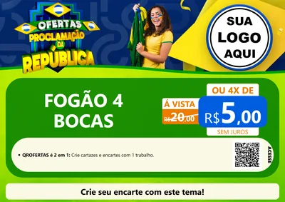 Modelo de Cartaz para Cartaz A4 Horizontal com o tema Ofertas Proclamação da República para Móveis e Eletro