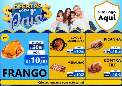 Modelo de Encarte para Encarte A4 Horizontal com o tema Ofertas do Dia dos Pais para Assados