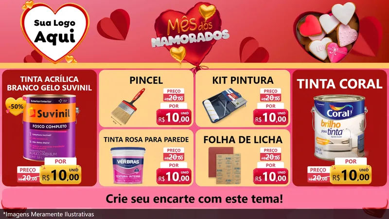 Modelo de TV para TV Horizontal com o tema Mês dos Namorados para Tintas e Ferramentas