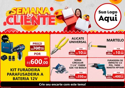 Modelo de Encarte para Encarte A4 Horizontal com o tema Semana do Cliente para Maquinas e Ferramentas