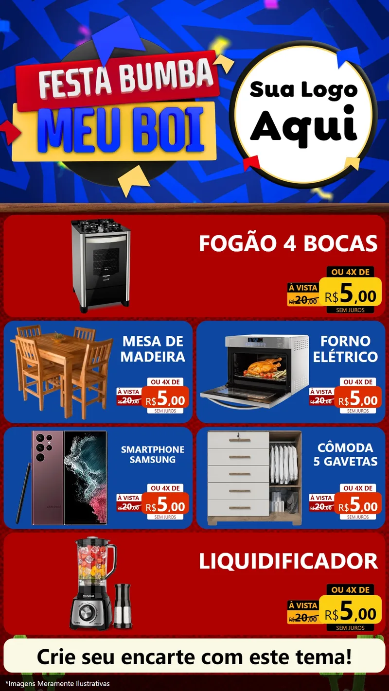 Modelo de TV para TV Vertical com o tema Festa Bumba meu Boi para Móveis e Eletro