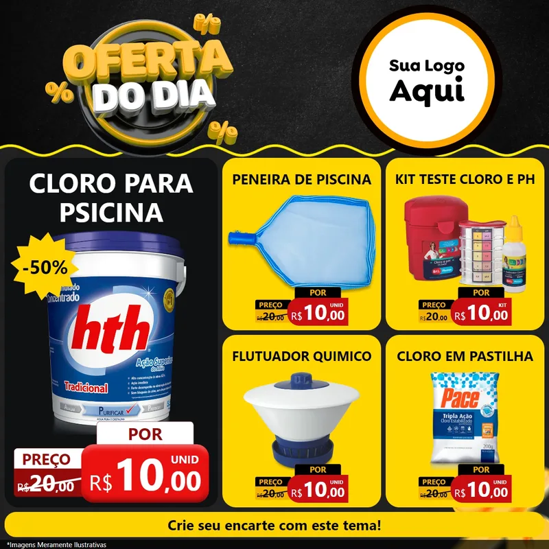 Modelo de Rede Social para Feed Facebook com o tema Oferta Do Dia para Produtos para Piscina
